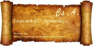 Csarankó Armand névjegykártya